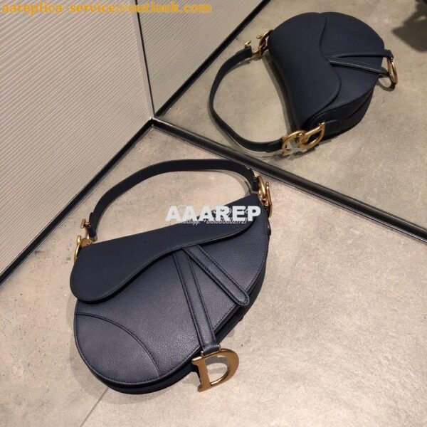 Replica Dior Saddle Bag in Grained Calfskin Blue 5