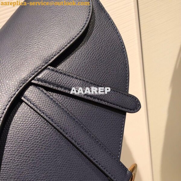 Replica Dior Saddle Bag in Grained Calfskin Blue 6