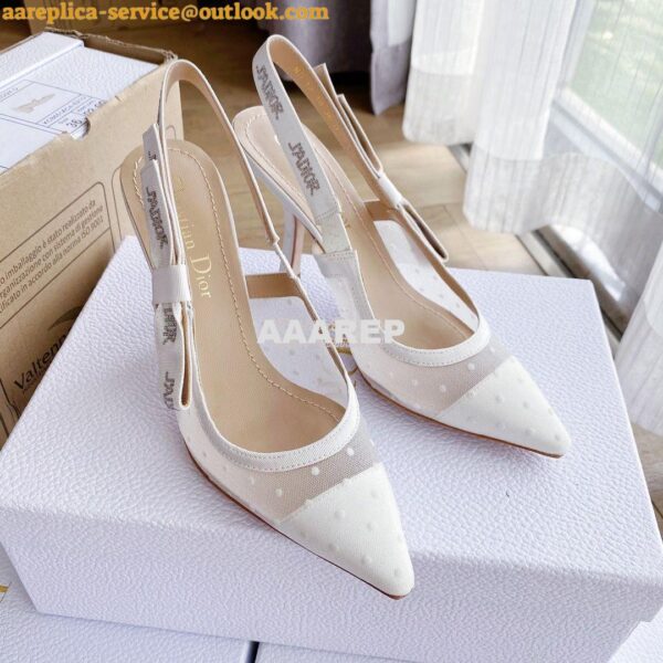 Replica Dior J'adior Slingback White Plumetis Pump KCB567 12