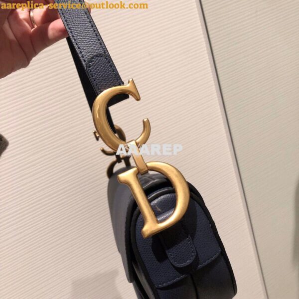 Replica Dior Saddle Bag in Grained Calfskin Blue 8