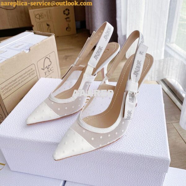 Replica Dior J'adior Slingback White Plumetis Pump KCB567 15