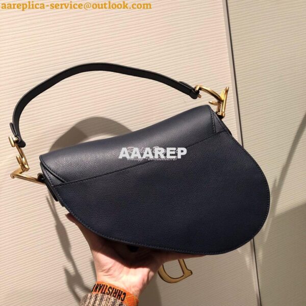 Replica Dior Saddle Bag in Grained Calfskin Blue 9