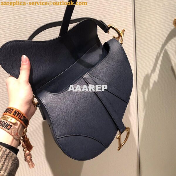 Replica Dior Saddle Bag in Grained Calfskin Blue 10