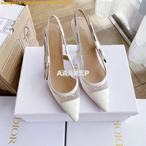 Replica Dior J'adior Slingback White Plumetis Pump KCB567 14