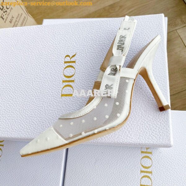 Replica Dior J'adior Slingback White Plumetis Pump KCB567 18