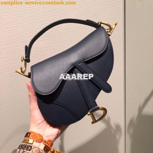 Replica Dior Saddle Bag in Grained Calfskin Blue 13