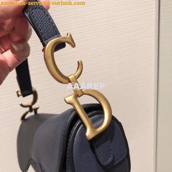 Replica Dior Saddle Bag in Grained Calfskin Blue 15