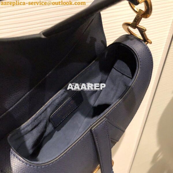 Replica Dior Saddle Bag in Grained Calfskin Blue 16