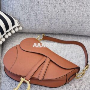 Replica Dior Saddle Bag in Grained Calfskin Brown 2