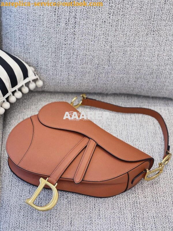 Replica Dior Saddle Bag in Grained Calfskin Brown 4