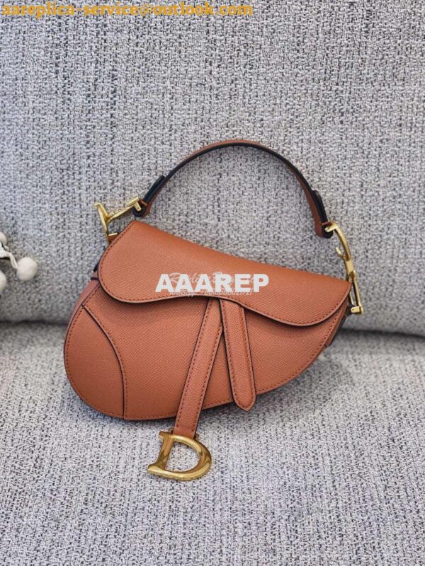 Replica Dior Saddle Bag in Grained Calfskin Brown 11