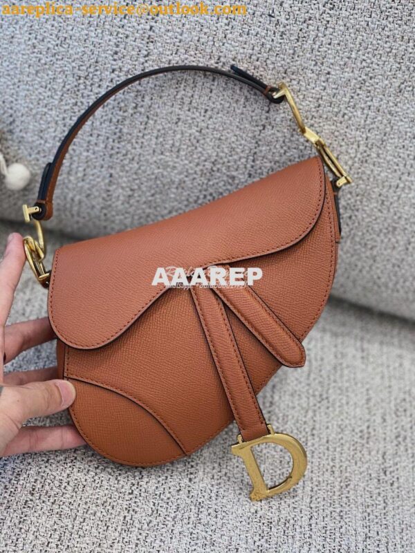 Replica Dior Saddle Bag in Grained Calfskin Brown 12