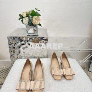 Replica Dior Idylle Ballet Pump Beige Patent Calfskin and White Resin