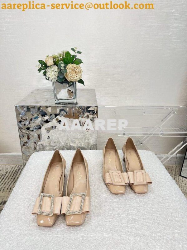 Replica Dior Idylle Ballet Pump Beige Patent Calfskin and White Resin 3