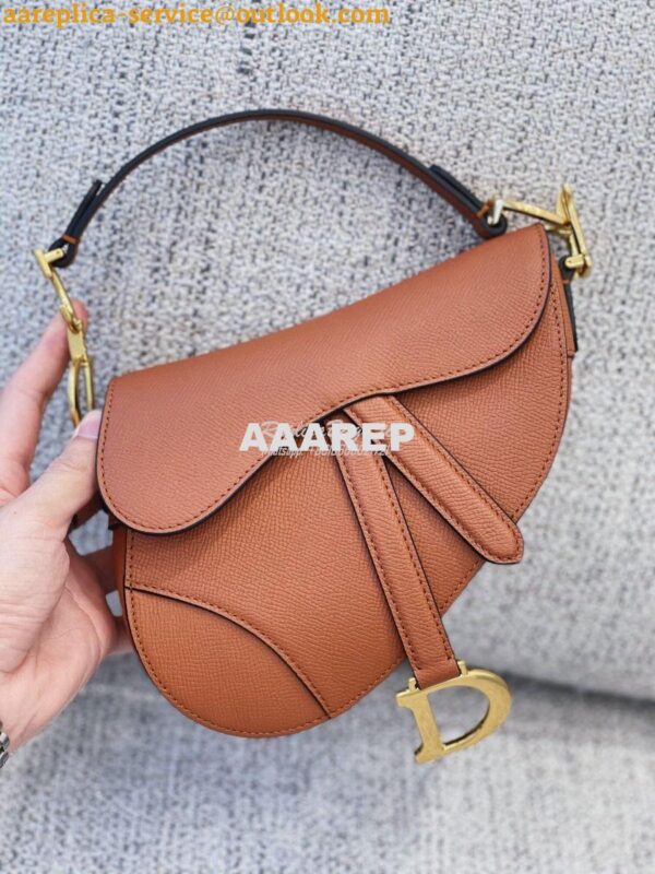 Replica Dior Saddle Bag in Grained Calfskin Brown 13