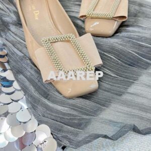 Replica Dior Idylle Ballet Pump Beige Patent Calfskin and White Resin 2