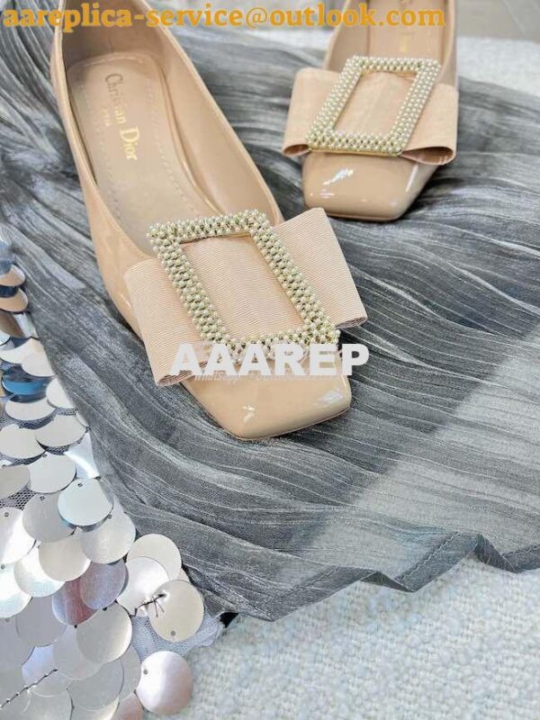 Replica Dior Idylle Ballet Pump Beige Patent Calfskin and White Resin 4