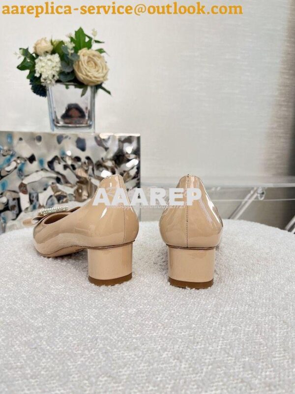 Replica Dior Idylle Ballet Pump Beige Patent Calfskin and White Resin 7