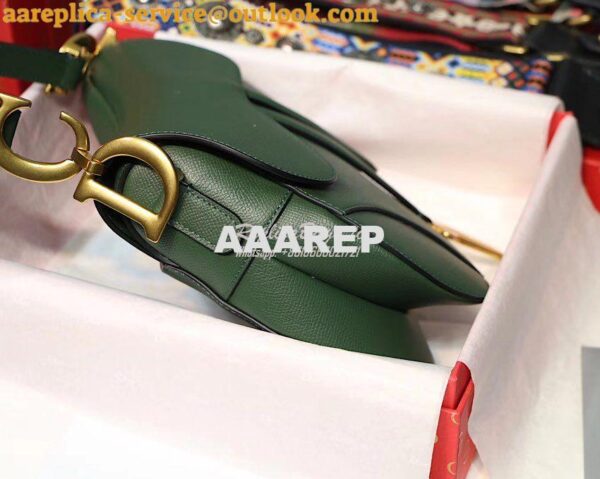 Replica Dior Saddle Bag in Grained Calfskin Green 4