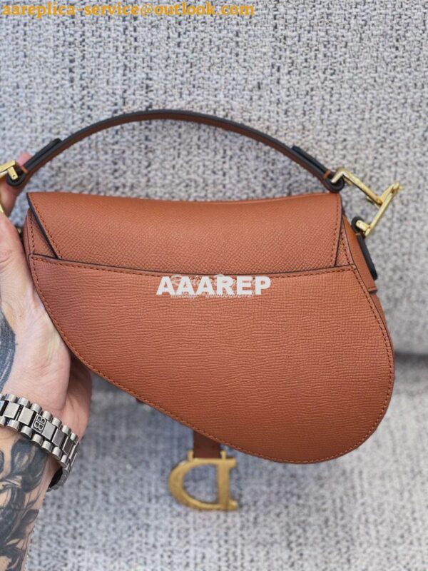 Replica Dior Saddle Bag in Grained Calfskin Brown 19