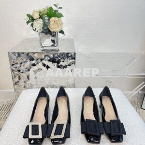 Replica Dior Idylle Ballet Pump Black Patent Calfskin and Grosgrain KC