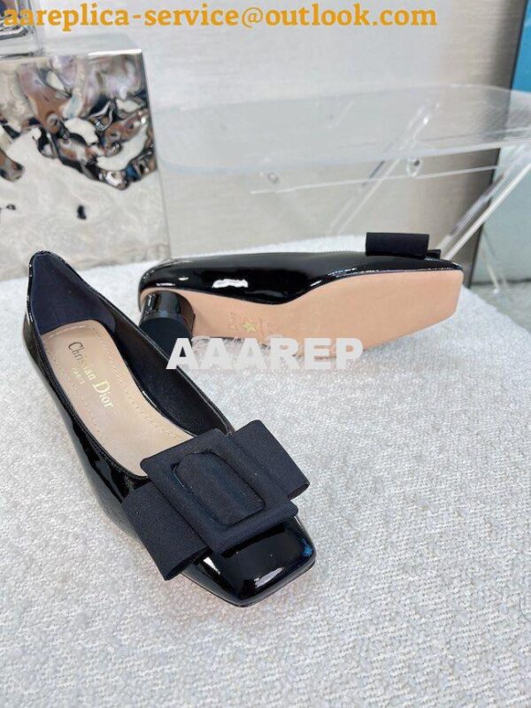 Replica Dior Idylle Ballet Pump Black Patent Calfskin and Grosgrain KC 4