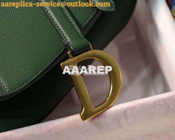 Replica Dior Saddle Bag in Grained Calfskin Green 10