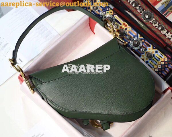 Replica Dior Saddle Bag in Grained Calfskin Green 11