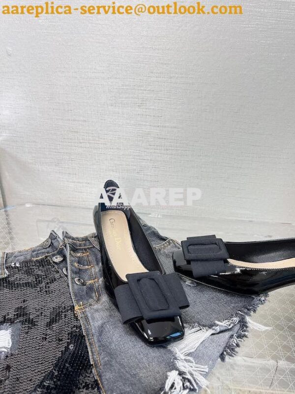 Replica Dior Idylle Ballet Pump Black Patent Calfskin and Grosgrain KC 5