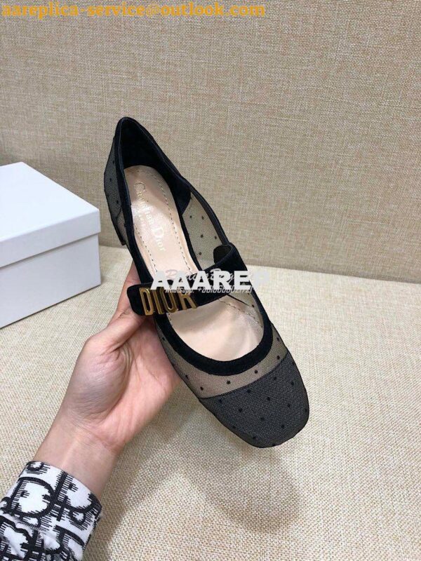 Replica Dior Mary Jane Ballet Pump in Black and Nude Plumetis KCB651 7