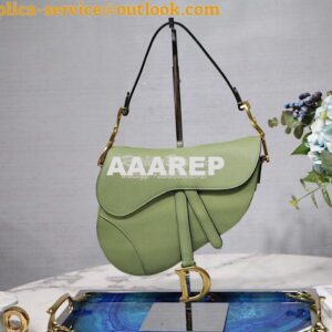 Replica Dior Saddle Bag in Grained Calfskin Matcha Green