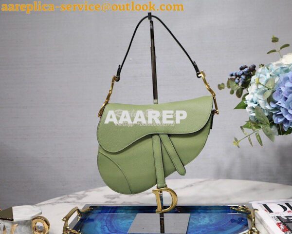 Replica Dior Saddle Bag in Grained Calfskin Matcha Green 3