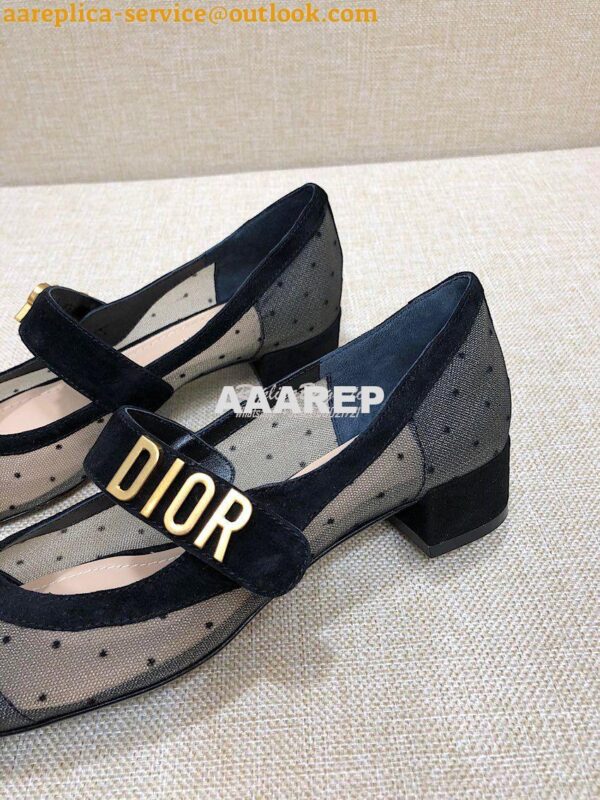 Replica Dior Mary Jane Ballet Pump in Black and Nude Plumetis KCB651 9