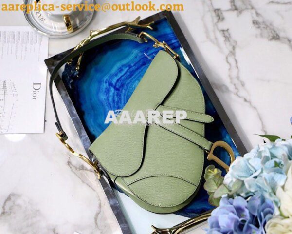 Replica Dior Saddle Bag in Grained Calfskin Matcha Green 4