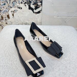 Replica Dior Idylle Ballet Pump Black Patent Calfskin and White Resin 2