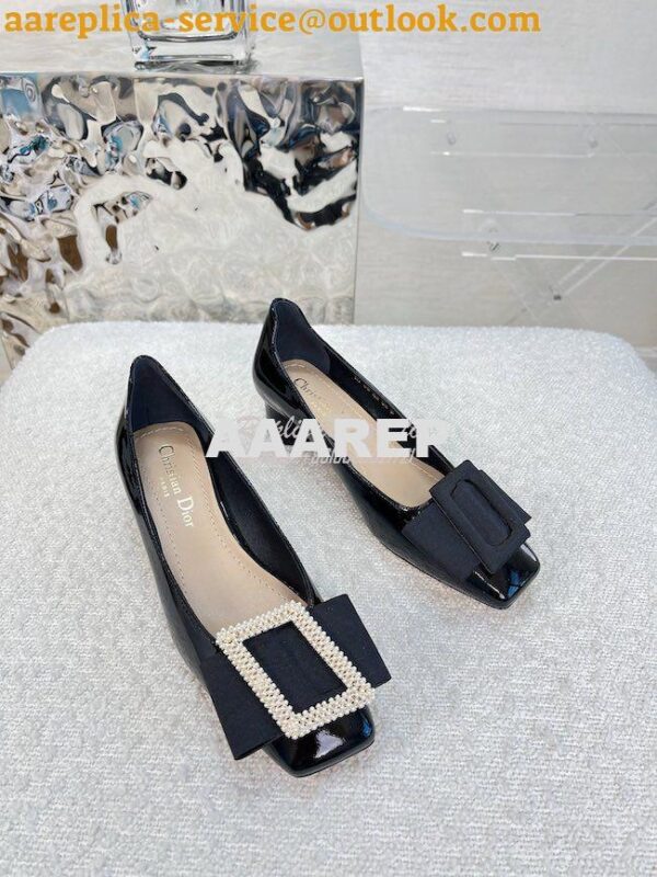 Replica Dior Idylle Ballet Pump Black Patent Calfskin and White Resin 4