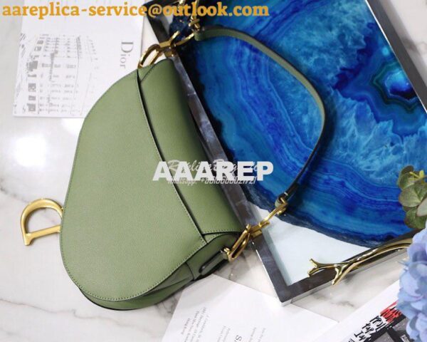 Replica Dior Saddle Bag in Grained Calfskin Matcha Green 9