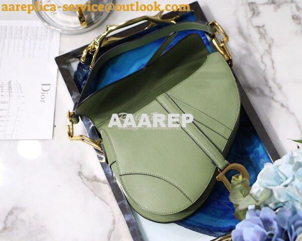 Replica Dior Saddle Bag in Grained Calfskin Matcha Green 10