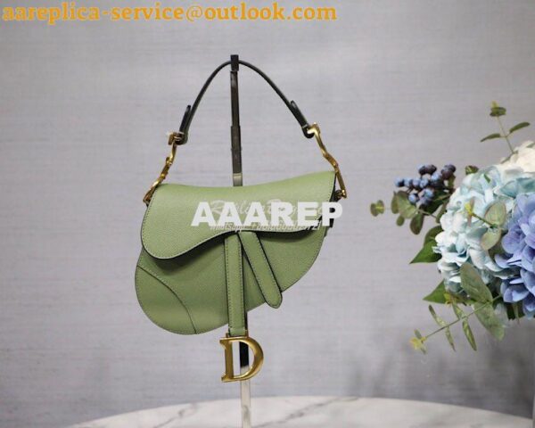 Replica Dior Saddle Bag in Grained Calfskin Matcha Green 13