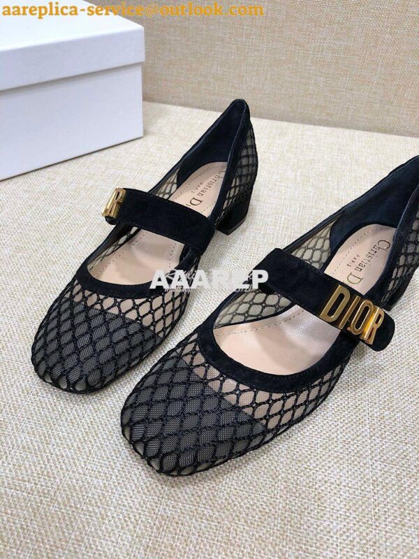 Replica Dior Mary Jane Ballet Pump in Black Mesh KCB651 6