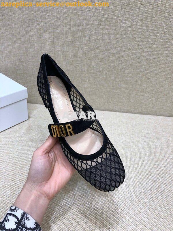 Replica Dior Mary Jane Ballet Pump in Black Mesh KCB651 8