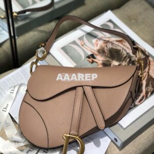 Replica Dior Saddle Bag in Grained Calfskin Nude Pink 2