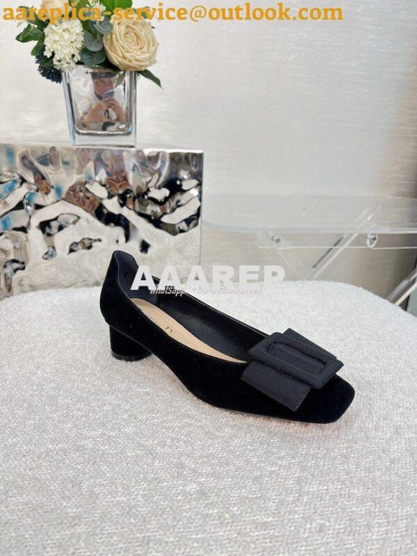 Replica Dior Idylle Ballet Pump Black Suede Calfskin and Grosgrain KCB 7