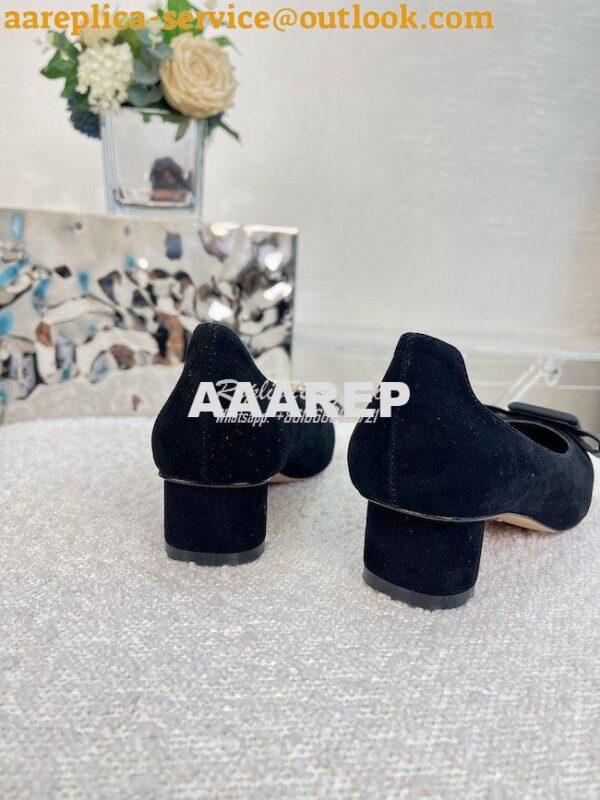 Replica Dior Idylle Ballet Pump Black Suede Calfskin and Grosgrain KCB 8