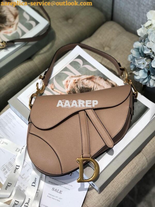 Replica Dior Saddle Bag in Grained Calfskin Nude Pink 5