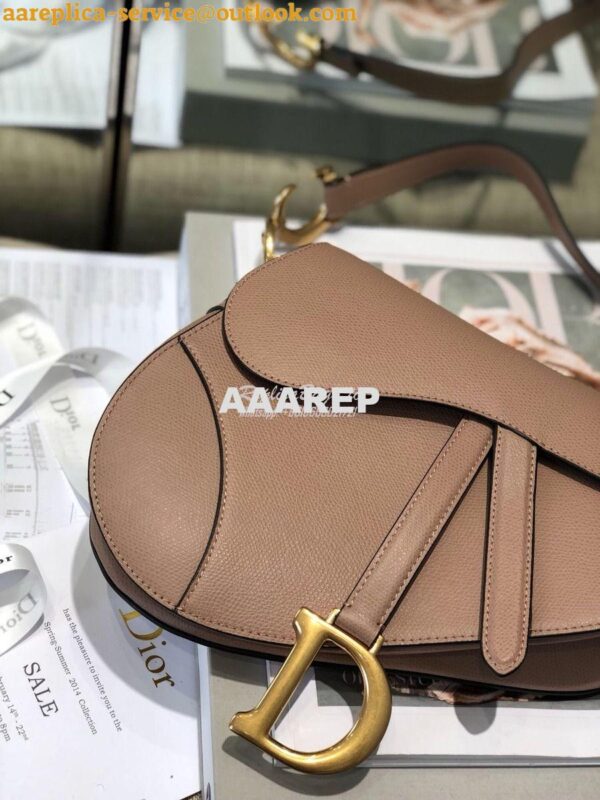 Replica Dior Saddle Bag in Grained Calfskin Nude Pink 7