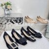 Replica Dior Idylle Ballet Pump Black Suede Calfskin and Grosgrain KCB