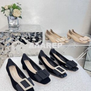 Replica Dior Idylle Ballet Pump Black Suede Calfskin and White Resin P