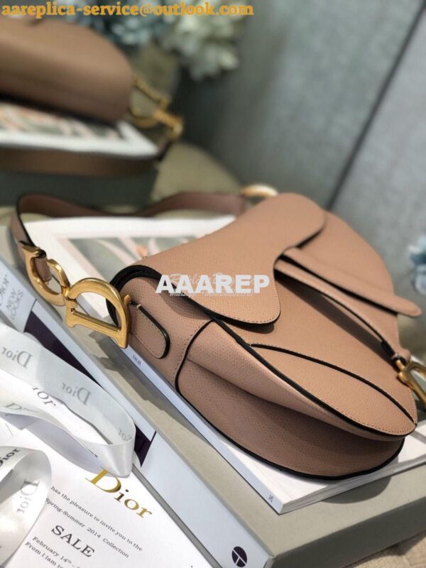 Replica Dior Saddle Bag in Grained Calfskin Nude Pink 8