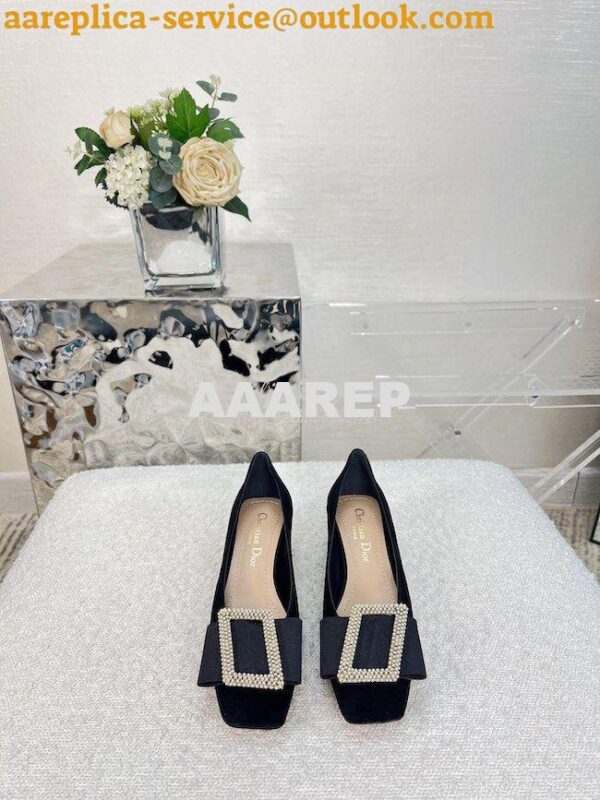 Replica Dior Idylle Ballet Pump Black Suede Calfskin and White Resin P 5